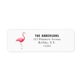 Cute Rosa Flamingo Hand-Illustrated Returadress Etikett