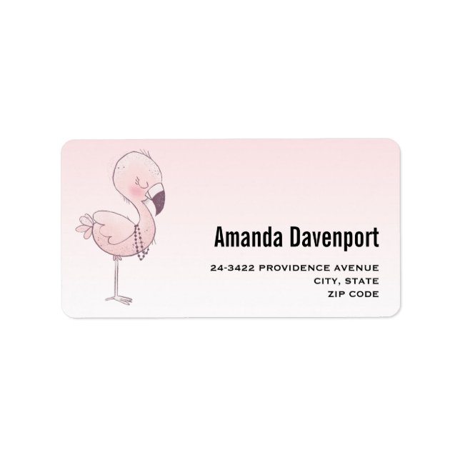 Cute Rosa Flamingo Illustration Adressetikett (Framsidan)