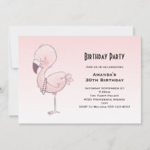 Cute Rosa Flamingo Illustration Birthday
