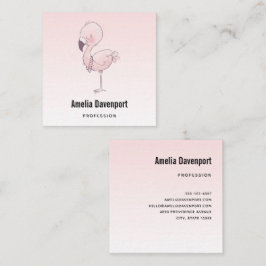Cute Rosa Flamingo Illustration Fyrkantigt Visitkort