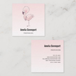 Cute Rosa Flamingo Illustration Fyrkantigt Visitkort