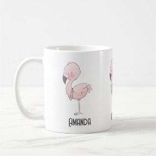 Cute Rosa Flamingo Illustration Kaffemugg