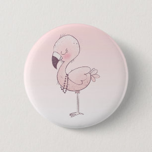 Cute Rosa Flamingo Illustration Knapp