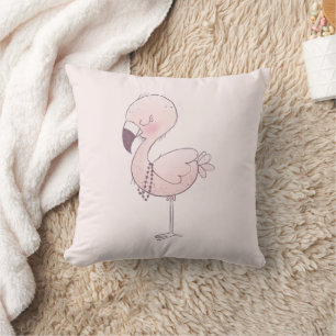Cute Rosa Flamingo Illustration Kudde