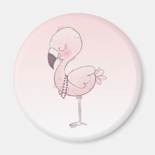 Cute Rosa Flamingo Illustration Magnet