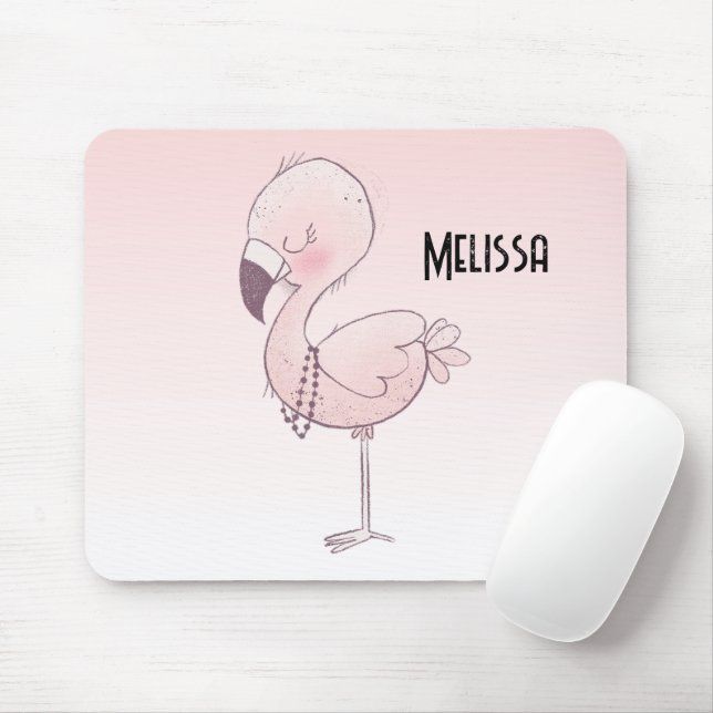 Cute Rosa Flamingo Illustration Musmatta (Med mus)