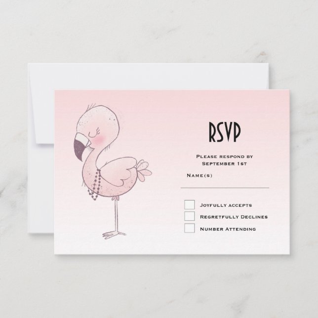 Cute Rosa Flamingo Illustration OSA Kort (Framsida)