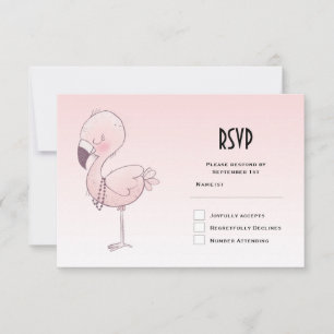 Cute Rosa Flamingo Illustration OSA Kort