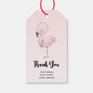 Cute Rosa Flamingo Illustration Party Tack Presentetikett