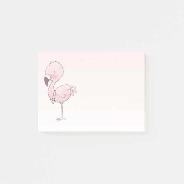 Cute Rosa Flamingo Illustration Post-it Block (Framsida)