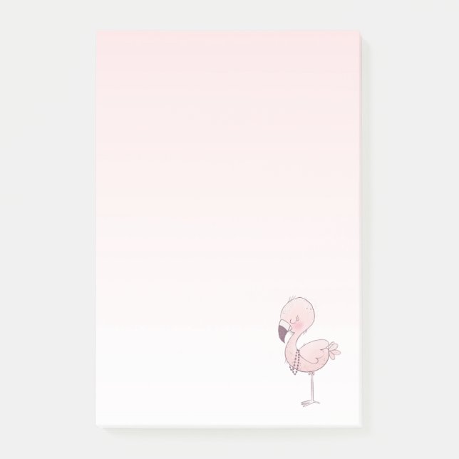 Cute Rosa Flamingo Illustration Post-it Block (Framsida)