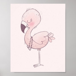Cute Rosa Flamingo Illustration Poster