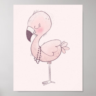 Cute Rosa Flamingo Illustration Poster