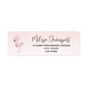 Cute Rosa Flamingo Illustration Returadress Etikett