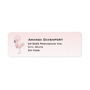 Cute Rosa Flamingo Illustration Returadress Etikett