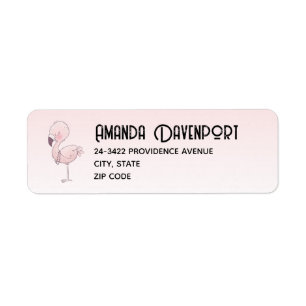 Cute Rosa Flamingo Illustration Returadress Etikett