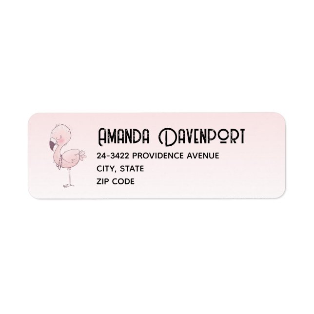 Cute Rosa Flamingo Illustration Returadress Etikett (Framsidan)