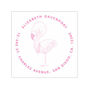 Cute Rosa Flamingo Illustration Självfärgande Stämpel