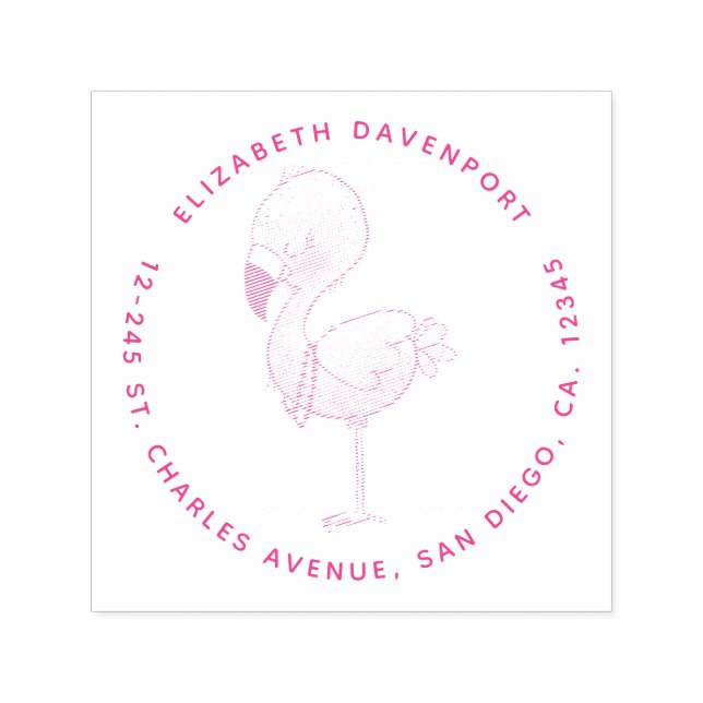 Cute Rosa Flamingo Illustration Självfärgande Stämpel (Design)