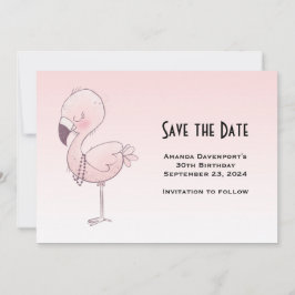 Cute Rosa Flamingo Illustration Spara Datumet
