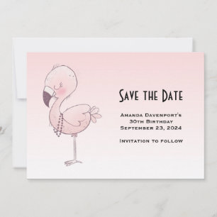 Cute Rosa Flamingo Illustration Spara Datumet