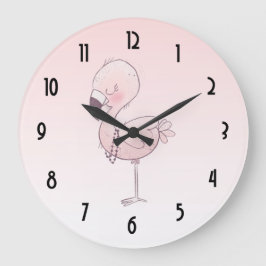 Cute Rosa Flamingo Illustration Stor Klocka