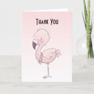 Cute Rosa Flamingo Illustration Tack Kort
