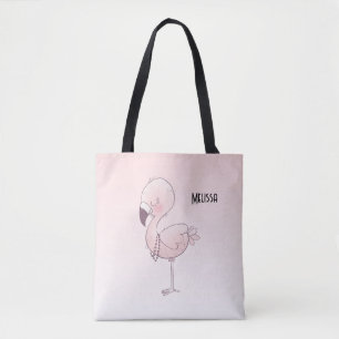 Cute Rosa Flamingo Illustration Tygkasse