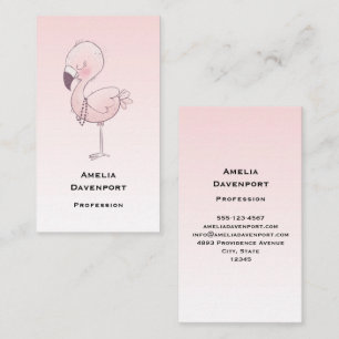 Cute Rosa Flamingo Illustration Visitkort
