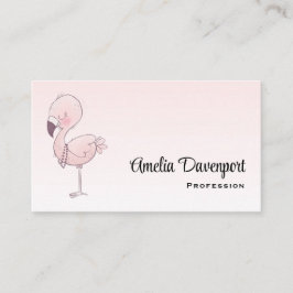 Cute Rosa Flamingo Illustration Visitkort