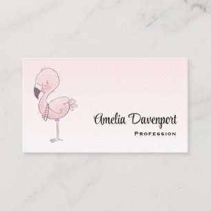 Cute Rosa Flamingo Illustration Visitkort