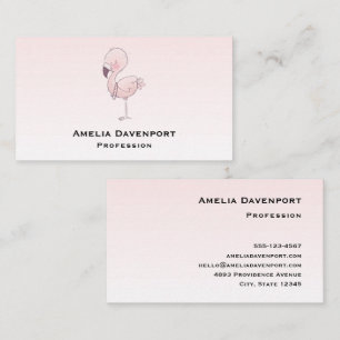 Cute Rosa Flamingo Illustration Visitkort