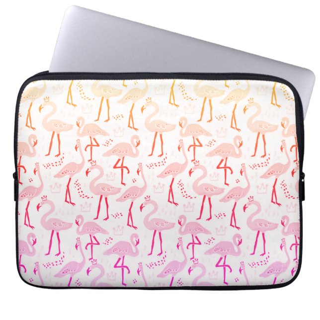 Cute rosa flamingo laptop sleeve (Framsidan)