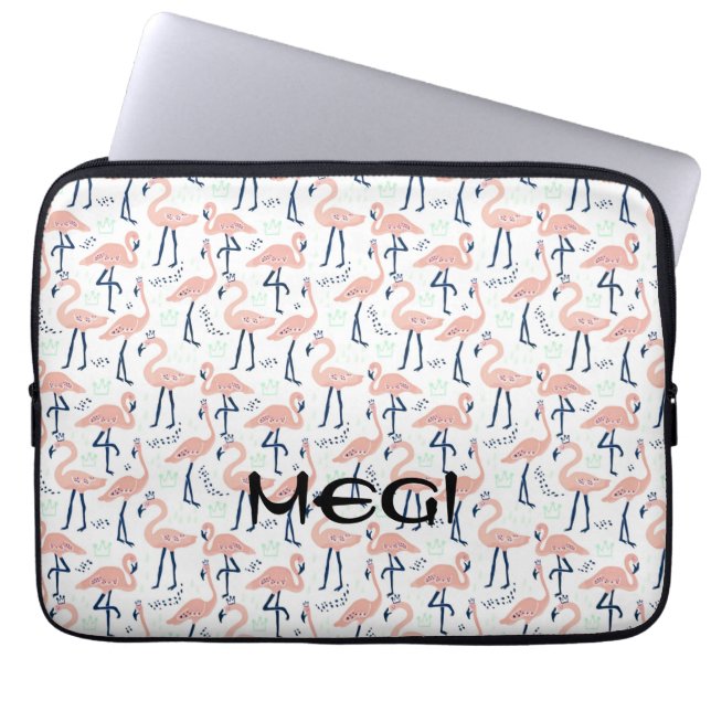 Cute rosa flamingo laptop sleeve (Framsidan)