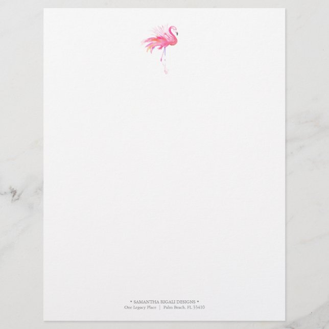 Cute Rosa Flamingo Letterhead Brevhuvud (Framsida)