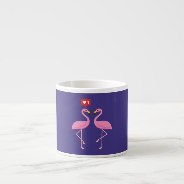 Cute Rosa Flamingo like Heart Pastel Espressomugg (Framsidan)