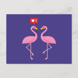 Cute Rosa Flamingo like Heart Pastel Helg Vykort