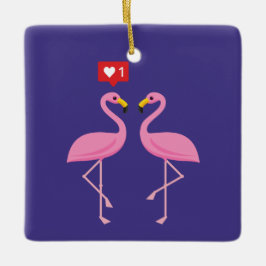 Cute Rosa Flamingo like Heart Pastel Julgransprydnad Keramik