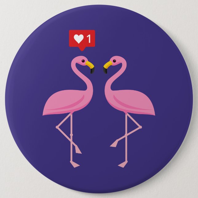 Cute Rosa Flamingo like Heart Pastel Knapp (Framsida)