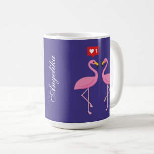Cute Rosa Flamingo like Heart Pastel Lägg till N Kaffemugg