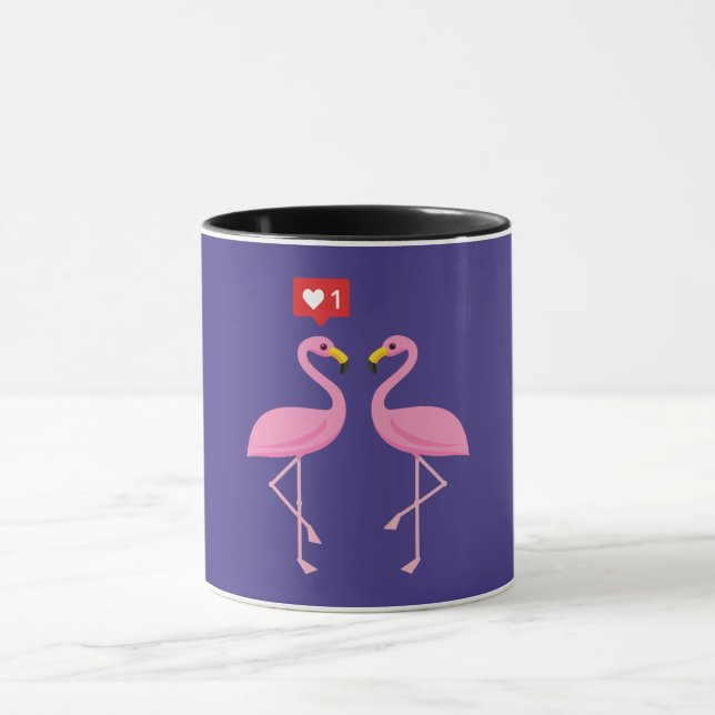Cute Rosa Flamingo like Heart Pastel Mugg (Center)