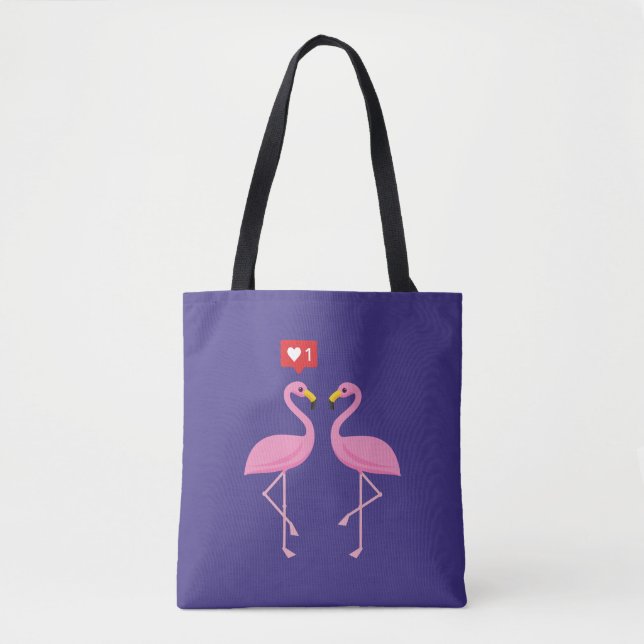 Cute Rosa Flamingo like Heart Pastel Tygkasse (Framsida)