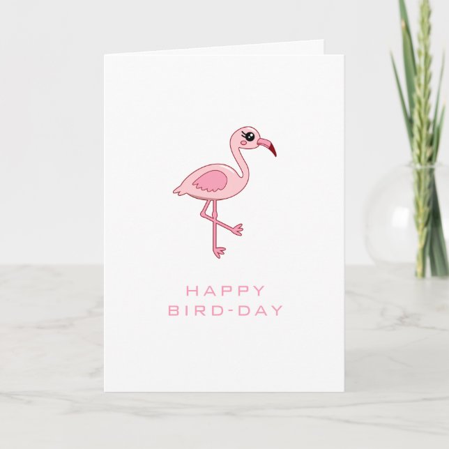 Cute Rosa Flamingo Lycklig-födelsedagskort Kort (Framsida)