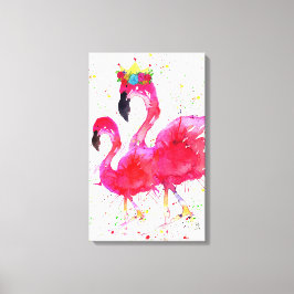 Cute Rosa Flamingo med Krona Canvas 16" x 26"