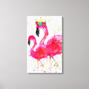 Cute Rosa Flamingo med Krona Canvas 16" x 26"