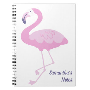 Cute Rosa Flamingo med Namn Anteckningsbok