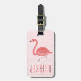 Cute Rosa Flamingo och Rand Bagagebricka
