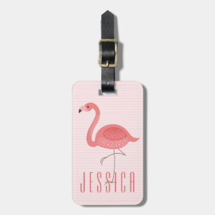 Cute Rosa Flamingo och Rand Bagagebricka
