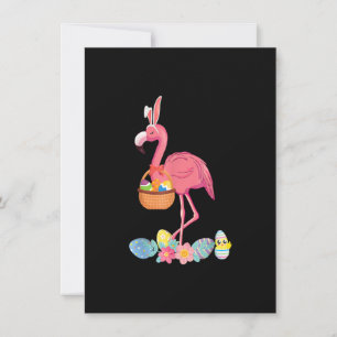 Cute Rosa Flamingo Påskägg Basket, Funny Flami Inbjudningar