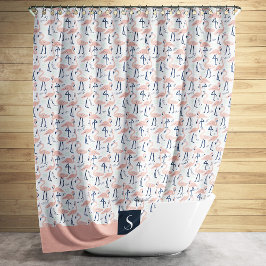 Cute Rosa Flamingo Pattern Monogram